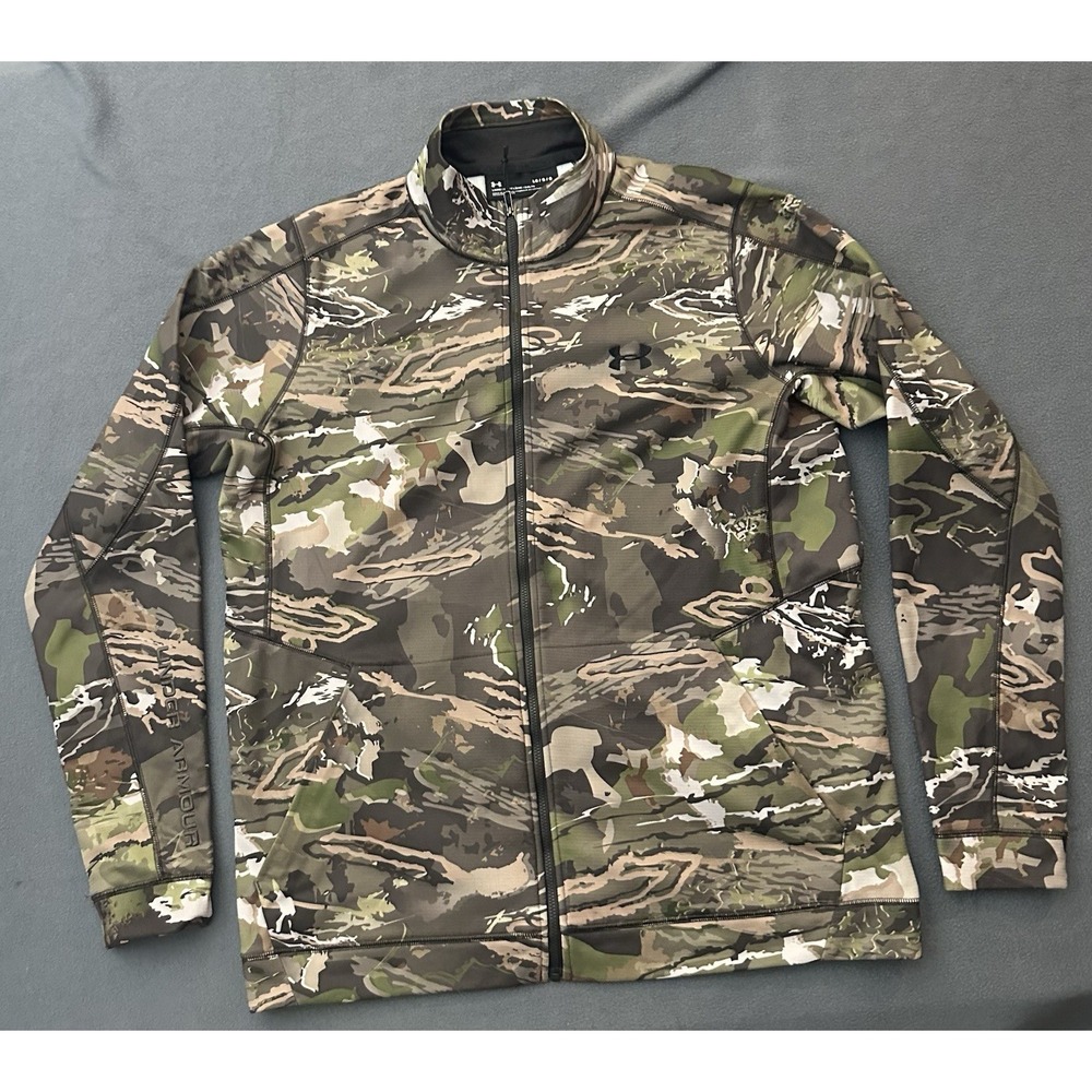 Under Armour Threadborne Mens Camo Full Zip Fleece Jacket Loose Fit Large Camo